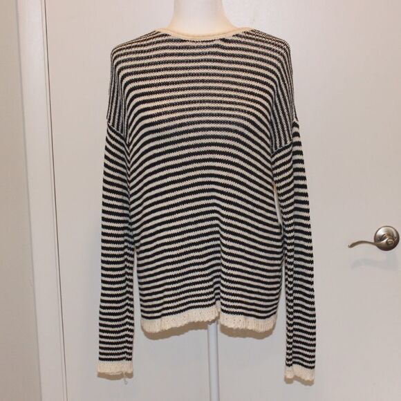 Eileen Fisher Stylish and Cozy Minimalist Striped Black & White Sweater Size XS - Picture 2 of 12